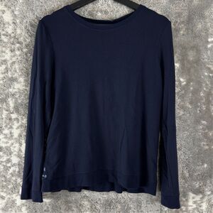 Dalia Size M Casual Stretch Floral Back Sweater Navy Long Sleeve Round Neck